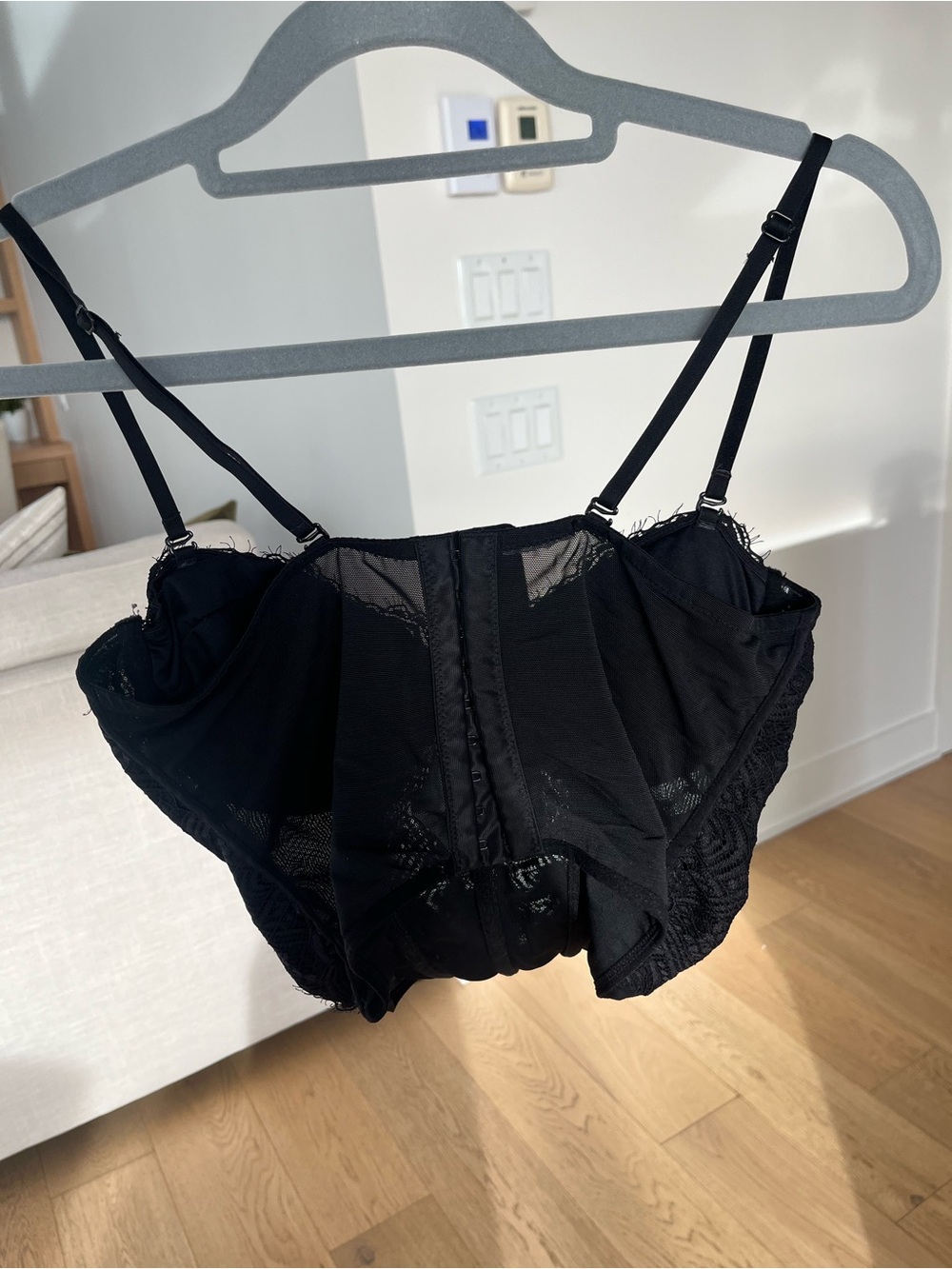 Garage Black Lace Corset-Style Bodysuit - Picture 2 of 3